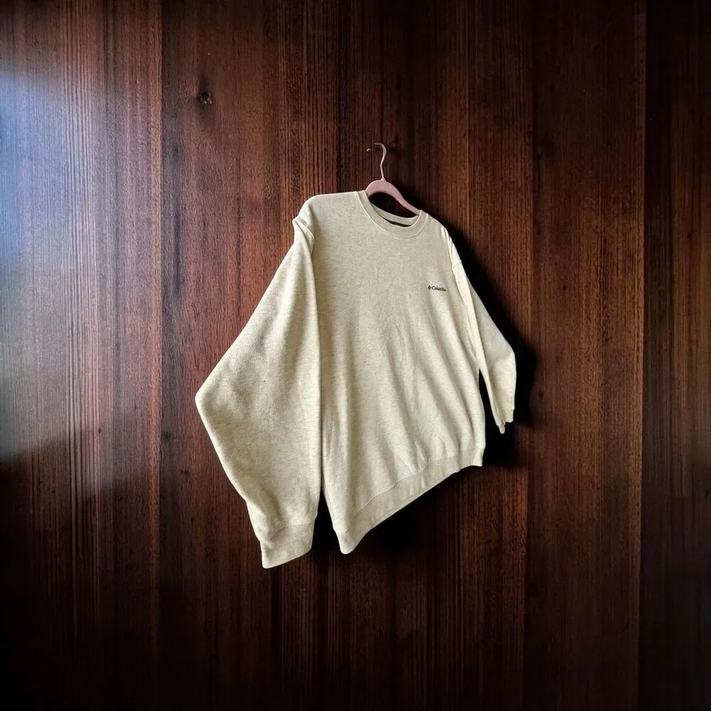 Columbia Hart Mountain II Mens XL Beige Fleece Crewneck Sweatshirt AM6769